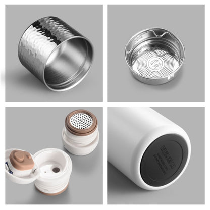 300ml 316 Stainless Steel Insulated Cup Hammered Texture Lid Water Bottle with Tea Strainer (BPA-Free, No FDA Certification)