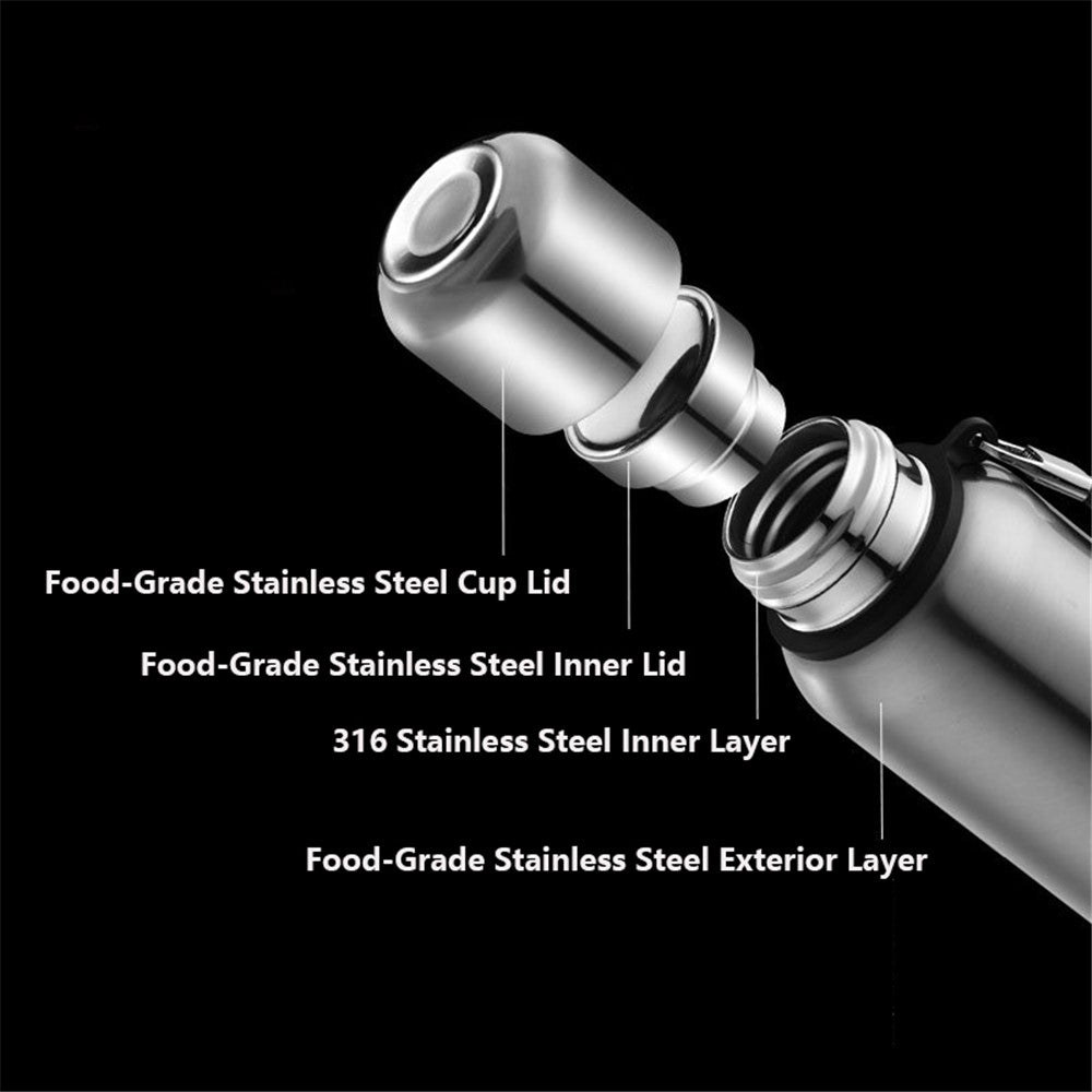 TEAHOO 800ML 316 Stainless Steel Insulated Cup Water Bottle with Cloth Sleeve (BPA-Free, No FDA)