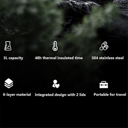 TEAHOO 3.0L Leak Proof 304 Stainless Steel Insulated Cup Water Bottle (BPA Free, No FDA)