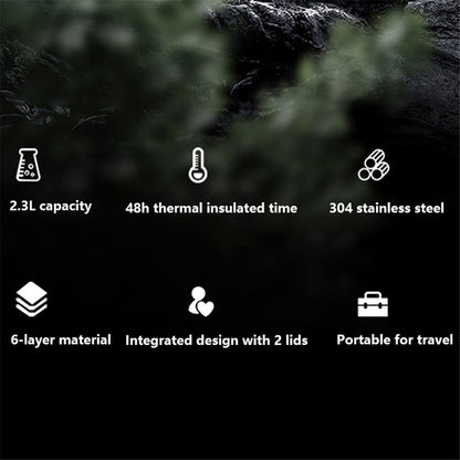 TEAHOO 2.3L 304 Stainless Steel Insulated Cup Outdoor Water Bottle (BPA Free, No FDA)