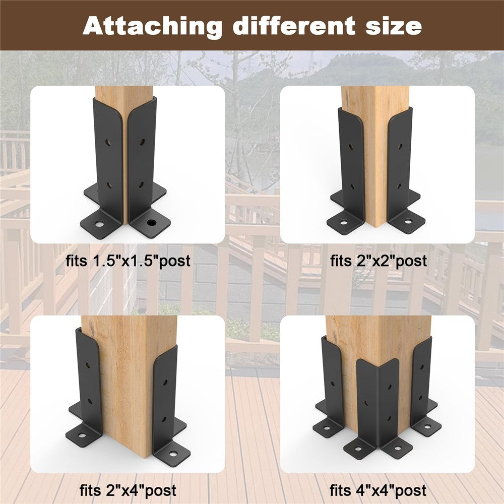2Pcs Gazebo Bracket Kit Post Base Connector for Pergola Fence Patio Adjustable Metal Support