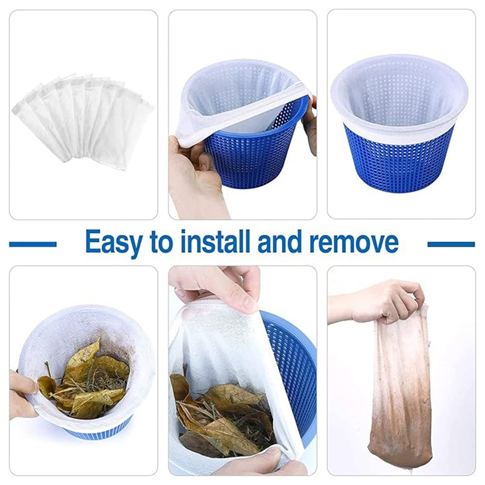 10Pcs Pool Skimmer Socks Nylon Filter Net Debris Bag Basket Liner for Swimming Pool