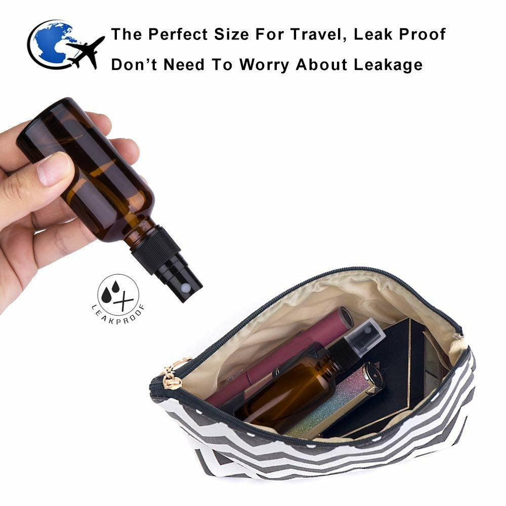 3Pcs 50ml Amber Glass Spray Bottle UV Protection Travel Fine Mist Sprayer for Oils Perfumes