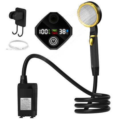 Portable Digital Display Camping Shower USB Rechargeable Outdoor Travel Shower Device