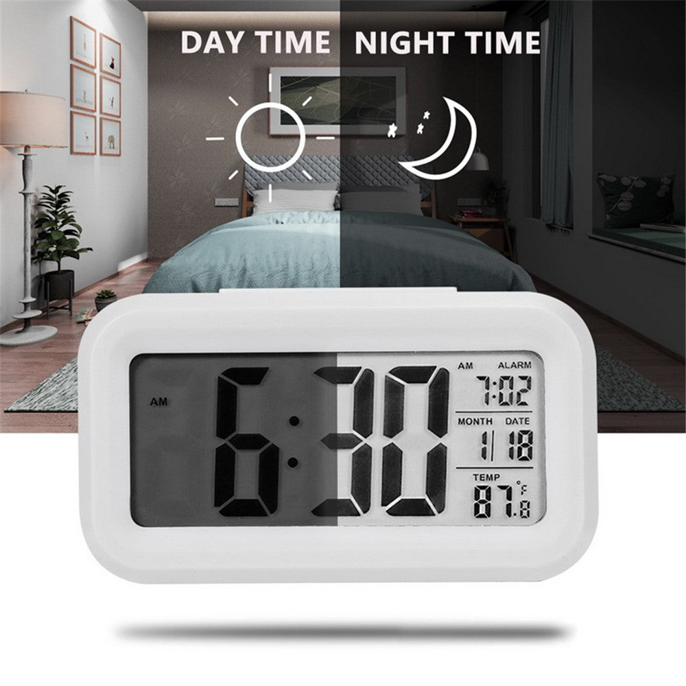 Battery Powered Digital LED Backlight Alarm Clock with Date Temperature Display