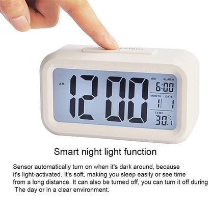 Battery Powered Digital LED Backlight Alarm Clock with Date Temperature Display