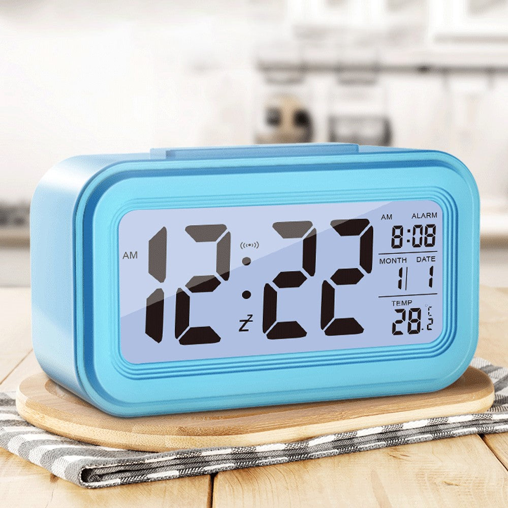 Battery Powered Digital LED Backlight Alarm Clock with Date Temperature Display