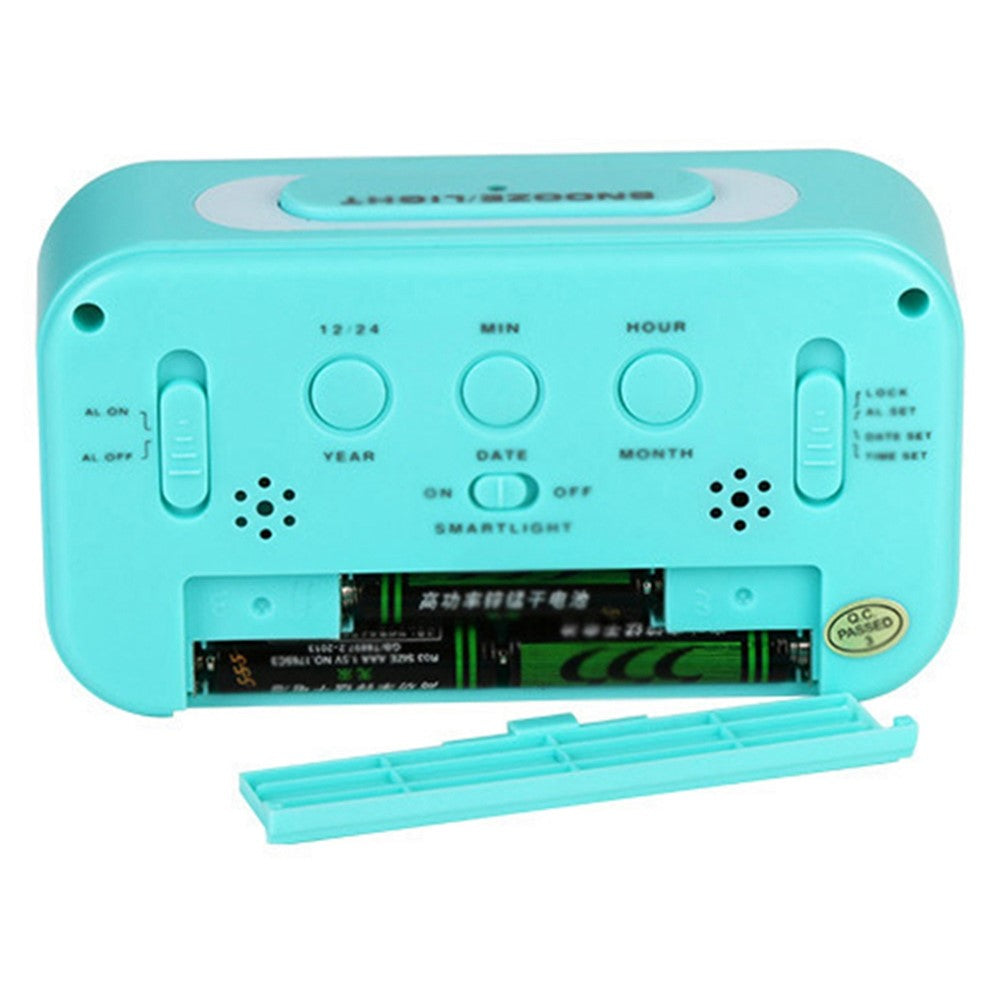 Battery Powered Digital LED Backlight Alarm Clock with Date Temperature Display