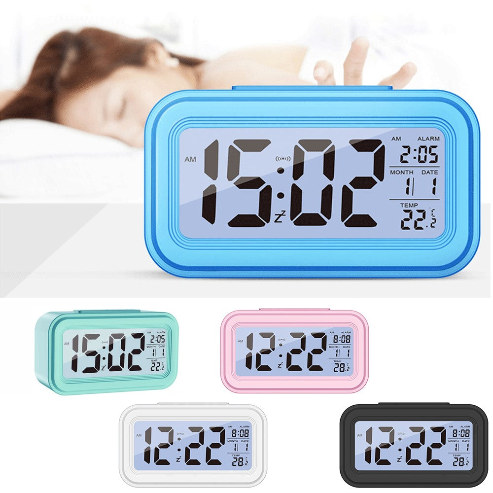 Battery Powered Digital LED Backlight Alarm Clock with Date Temperature Display