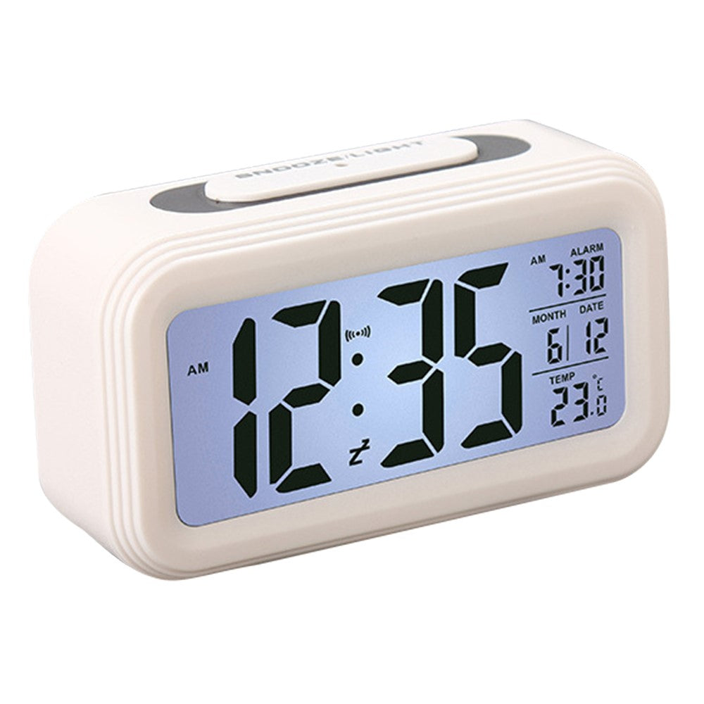 Battery Powered Digital LED Backlight Alarm Clock with Date Temperature Display