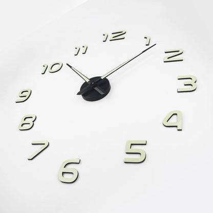 Acrylic 3D Illuminated Quartz Wall Clock Large Sticker Home Office DIY Decoration, 37inch