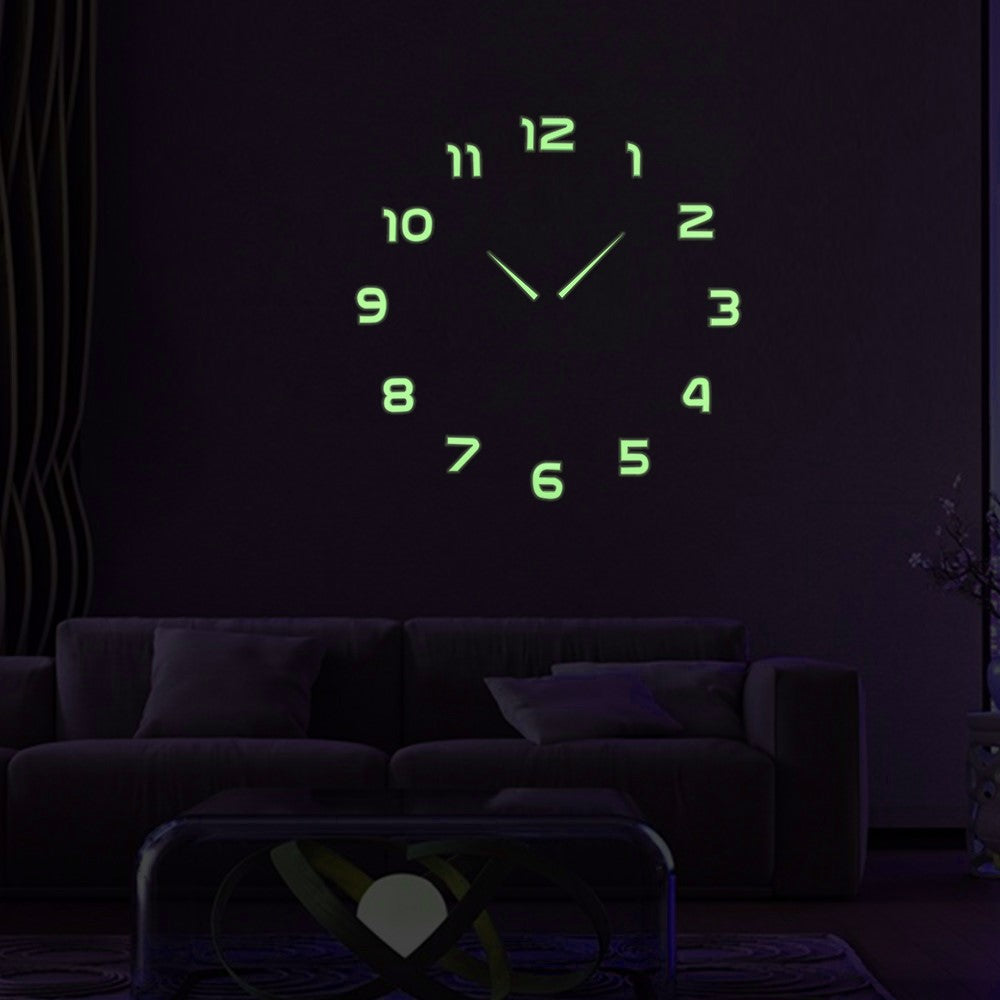 Acrylic 3D Illuminated Quartz Wall Clock Large Sticker Home Office DIY Decoration, 37inch