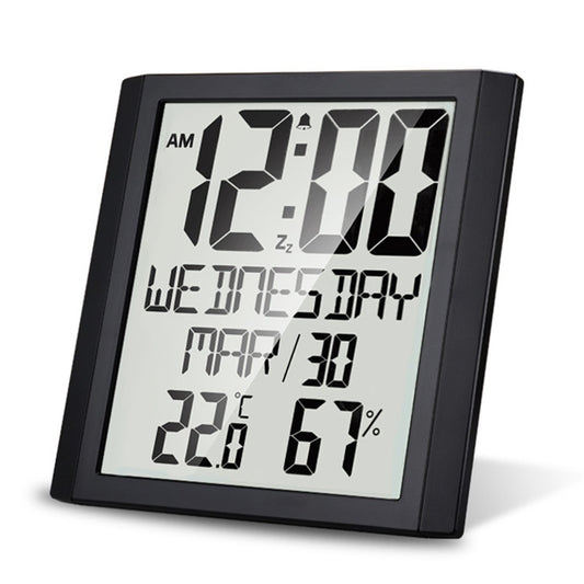 TS-8608 Multifunctional Electronic Wall Clock Home Temperature Humidity Meter Digital Wall Clock