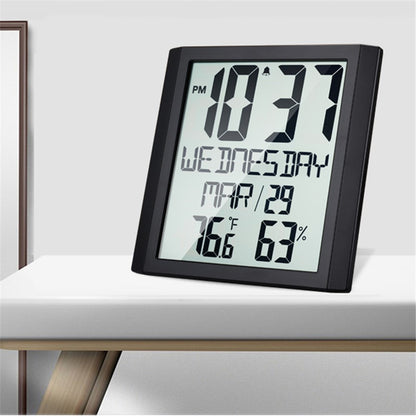TS-8608 Multifunctional Electronic Wall Clock Home Temperature Humidity Meter Digital Wall Clock