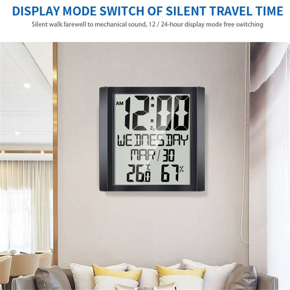 TS-8608 Multifunctional Electronic Wall Clock Home Temperature Humidity Meter Digital Wall Clock