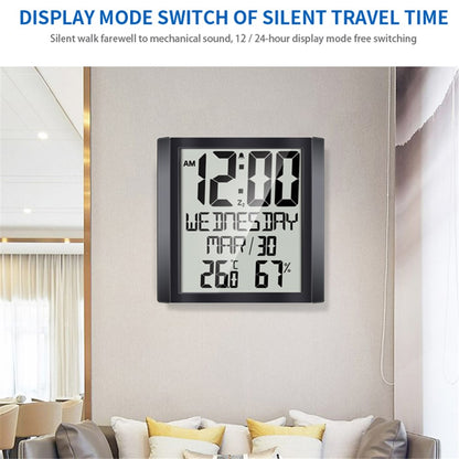 TS-8608 Multifunctional Electronic Wall Clock Home Temperature Humidity Meter Digital Wall Clock