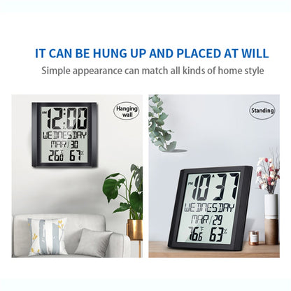TS-8608 Multifunctional Electronic Wall Clock Home Temperature Humidity Meter Digital Wall Clock