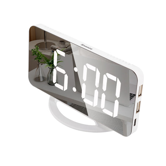 TS-8201 LED Mirror Digital Display Desk Clock Desktop Makeup Mirror Automatic Photosensitive Electronic Alarm Clock