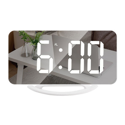 TS-8201 LED Mirror Digital Display Desk Clock Desktop Makeup Mirror Automatic Photosensitive Electronic Alarm Clock