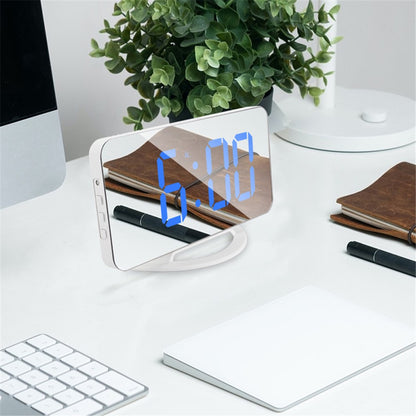 TS-8201 LED Mirror Digital Display Desk Clock Desktop Makeup Mirror Automatic Photosensitive Electronic Alarm Clock