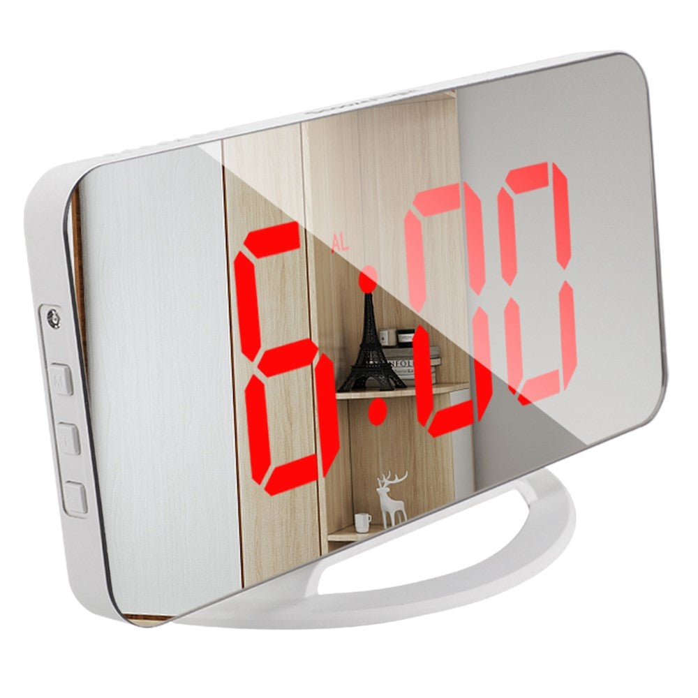 TS-8201 LED Mirror Digital Display Desk Clock Desktop Makeup Mirror Automatic Photosensitive Electronic Alarm Clock