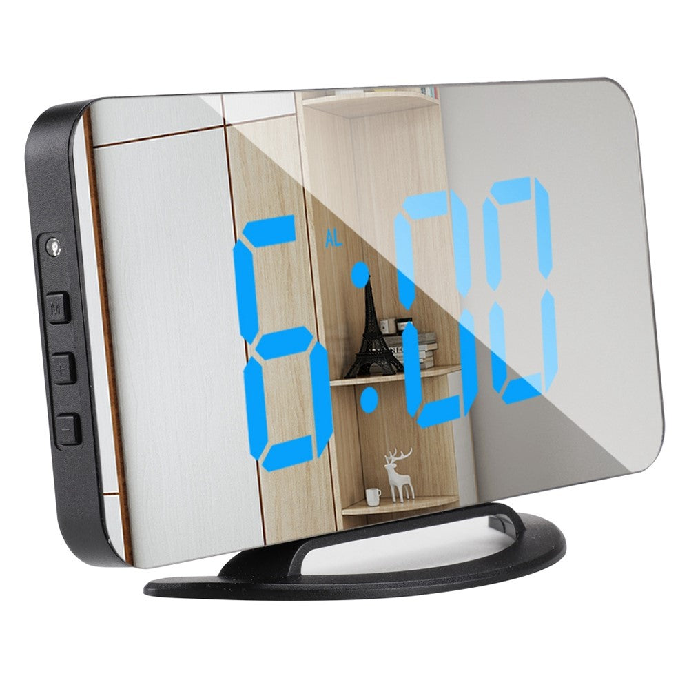 TS-8201 LED Mirror Digital Display Desk Clock Desktop Makeup Mirror Automatic Photosensitive Electronic Alarm Clock