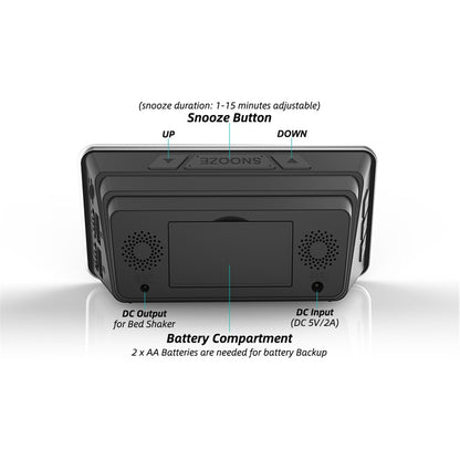 LIELONGREN T1H LED Digital Alarm Clock Dual Alarm Clocks with Snooze and Adjustable Volume (No Battery)