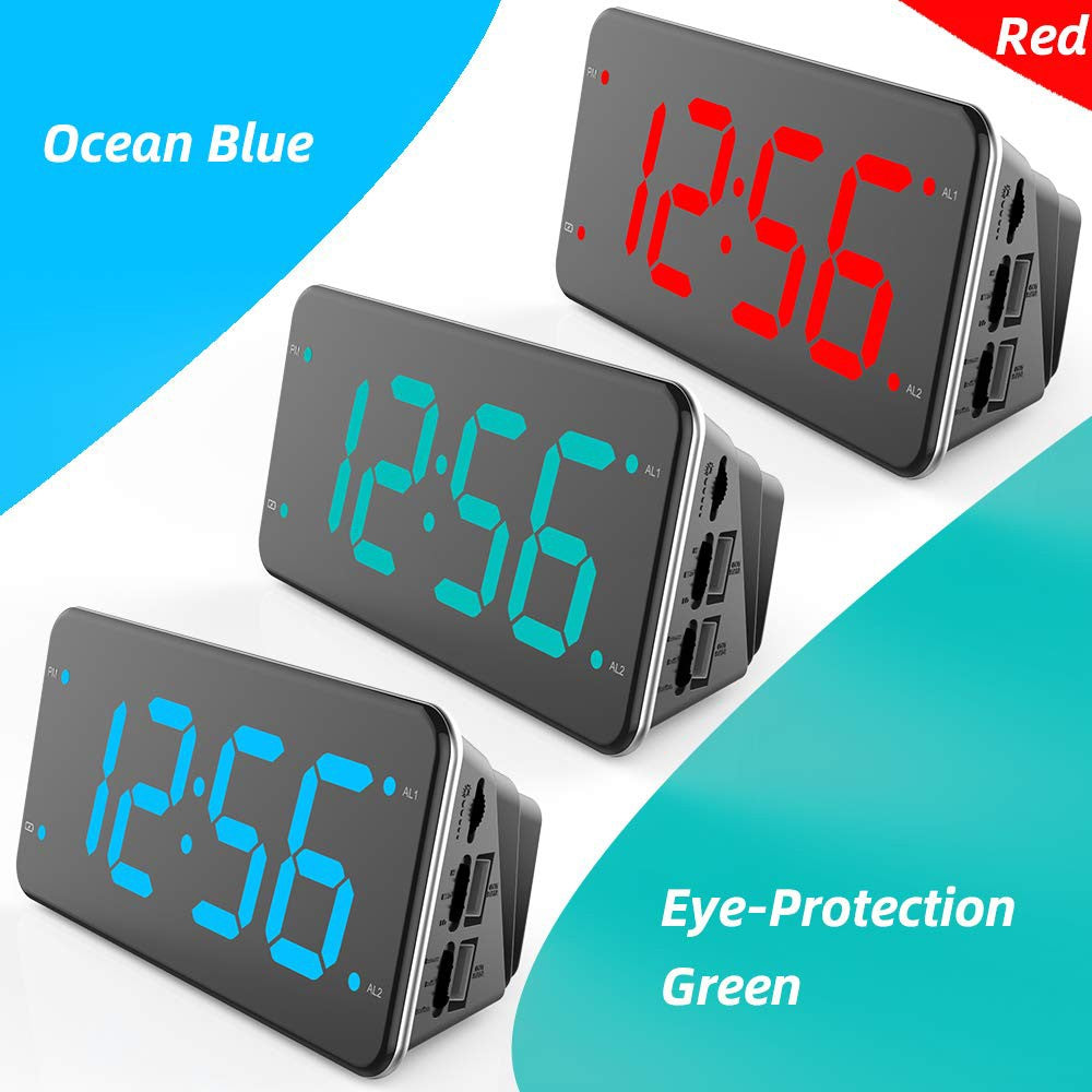 LIELONGREN T1H LED Digital Alarm Clock Dual Alarm Clocks with Snooze and Adjustable Volume (No Battery)