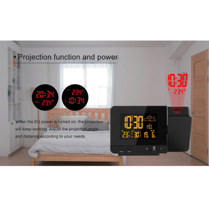 FJ3531B 8 Colors Screen Projection Weather Station Alarm Clock Indoor Outdoor Temperature Digital Clock With Snooze