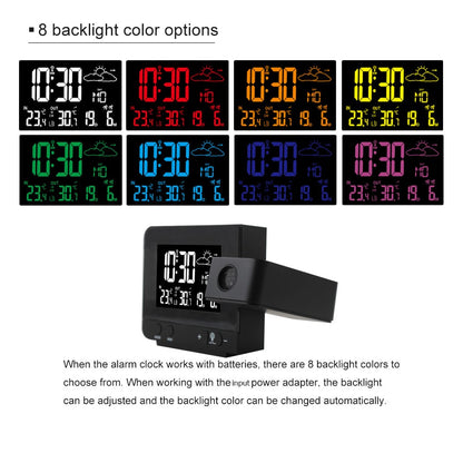 FJ3531B 8 Colors Screen Projection Weather Station Alarm Clock Indoor Outdoor Temperature Digital Clock With Snooze