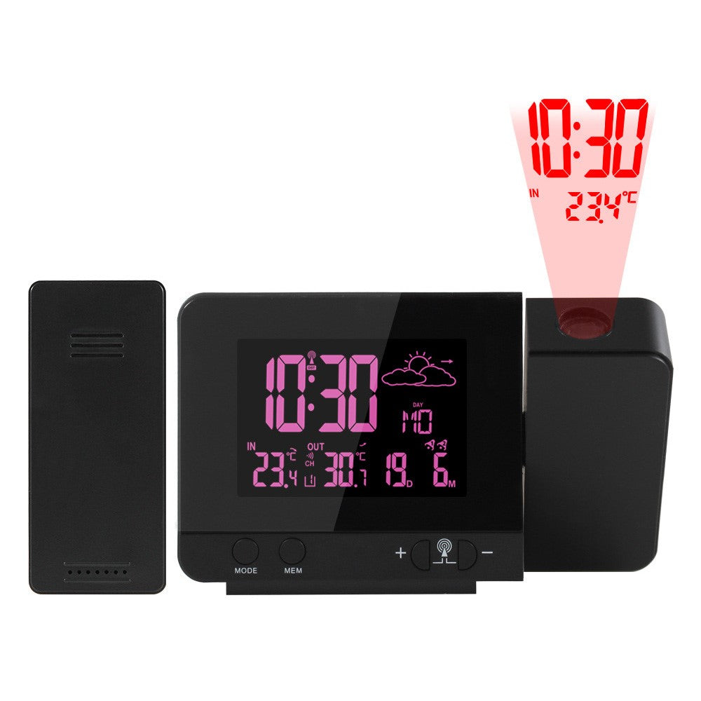 FJ3531B 8 Colors Screen Projection Weather Station Alarm Clock Indoor Outdoor Temperature Digital Clock With Snooze