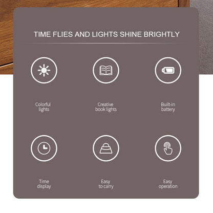 Y1 Wooden Alarm Clock Time Display Colorful Creative Book-shaped Light Desktop USB Rechargeable Smart Alarm Clock