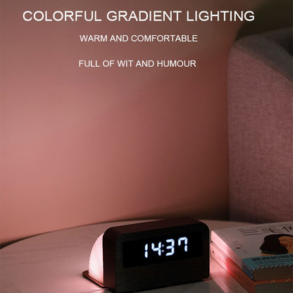 Y1 Wooden Alarm Clock Time Display Colorful Creative Book-shaped Light Desktop USB Rechargeable Smart Alarm Clock