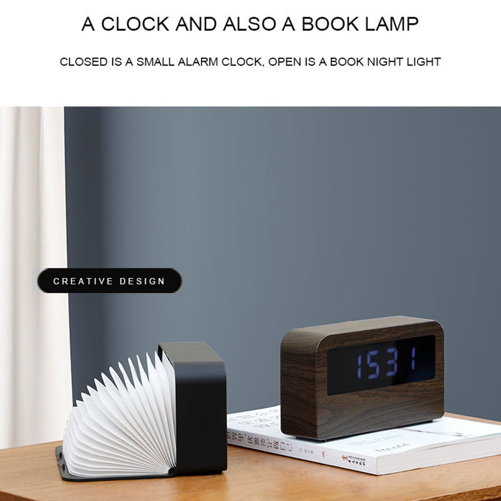 Y1 Creative Book-shaped Light Clock Time Display USB Rechargeable Smart Clock