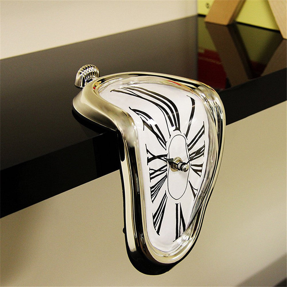 HENGYOU Special-Shaped PC Melting Clock Roman Numerals Melted Clock for Decorative Home Office Shelf Desk