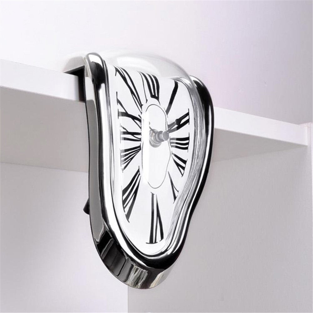 HENGYOU Special-Shaped PC Melting Clock Roman Numerals Melted Clock for Decorative Home Office Shelf Desk