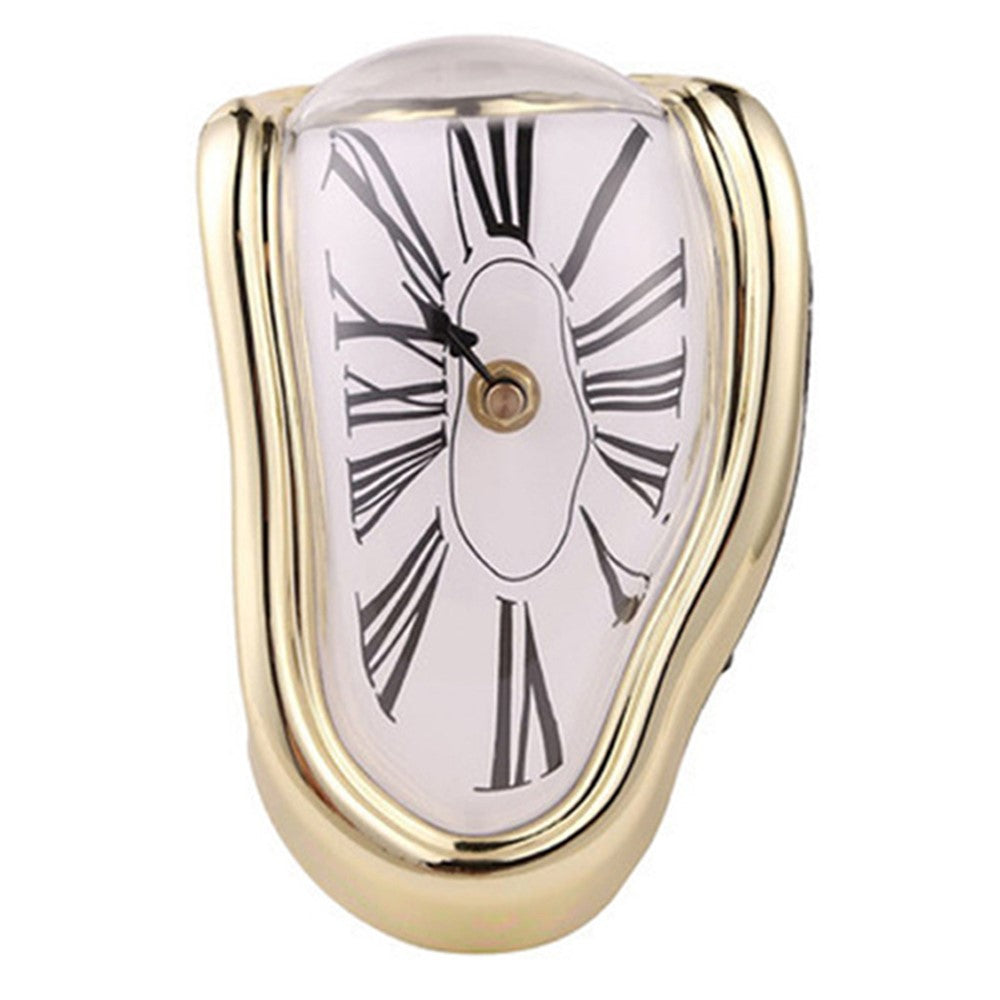 HENGYOU Special-Shaped PC Melting Clock Roman Numerals Melted Clock for Decorative Home Office Shelf Desk