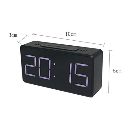 Mirror Digital Clock Snooze Bedside Alarm Clock with LED Display 12/24H Dual Format Clock (without Battery)