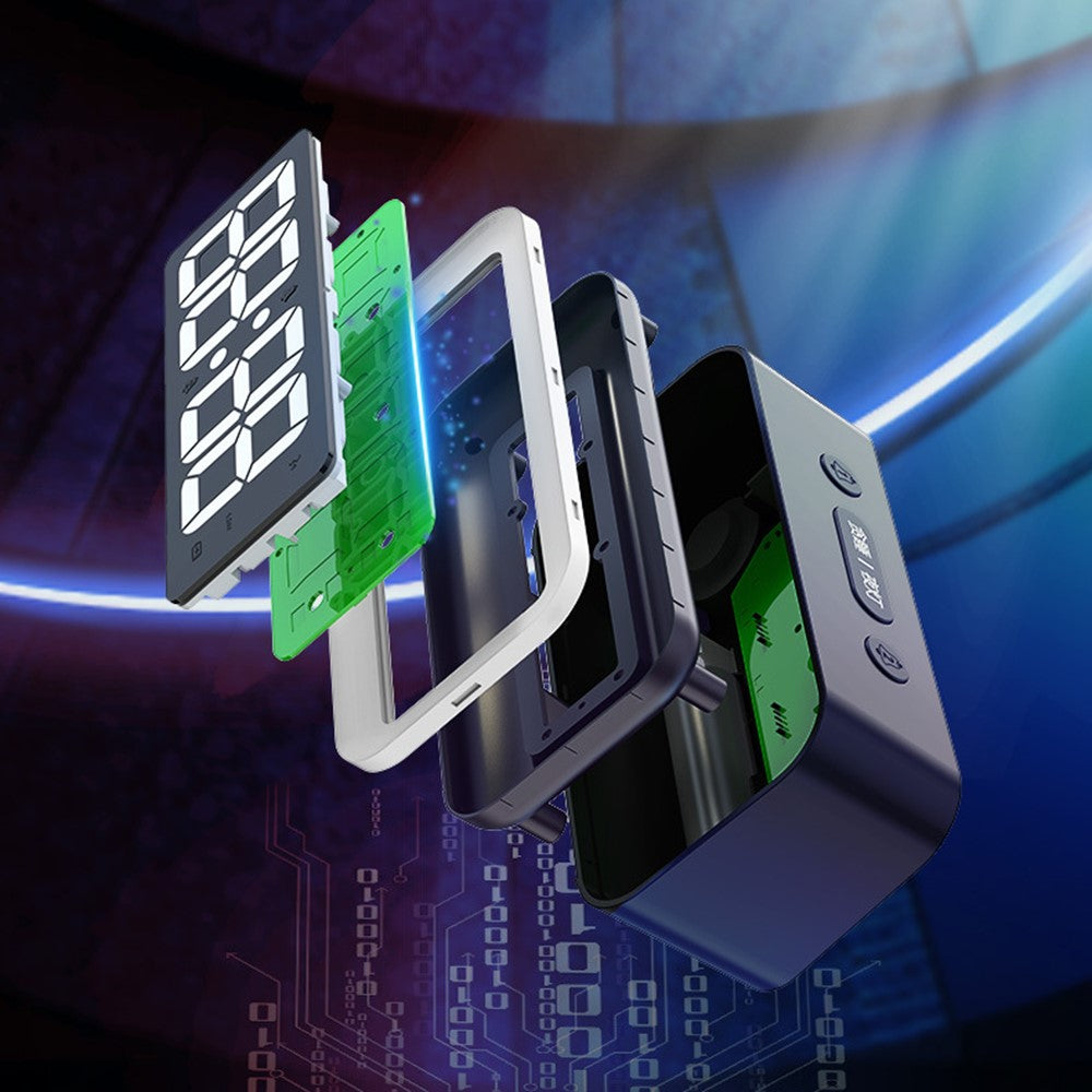 FY302 Digital Alarm Clock  Voice Control Time Display LED Light Makeup Mirror for Office Home