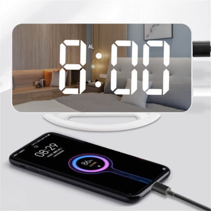 TS-8202 Digital Clock Large Display LED Electric Alarm Clock Vibration Design Mirror Surface Diming Mode 3 Levels Brightness USB Rechargeable Modern Decoration for Home Bedroom Office