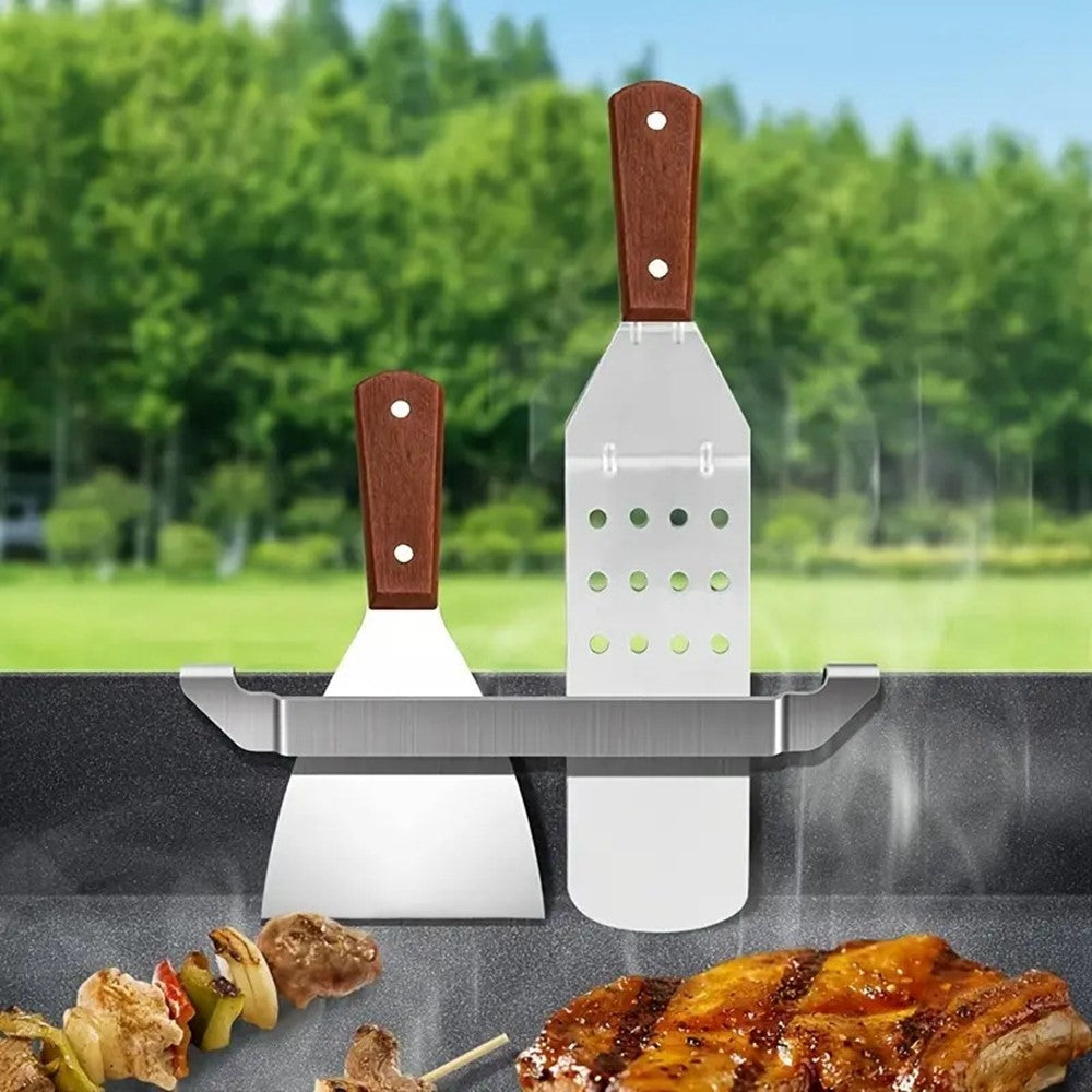 Griddle Spatula Holder 16cm Stainless Steel Barbecue Tool Hold Rack Picnic Accessories, Size S
