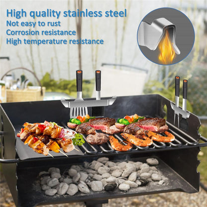 Griddle Spatula Holder 16cm Stainless Steel Barbecue Tool Hold Rack Picnic Accessories, Size S