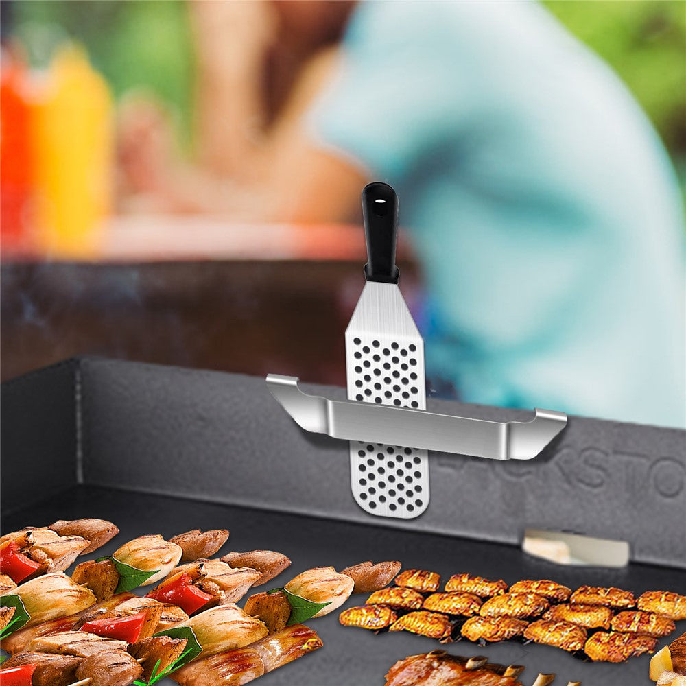 Griddle Spatula Holder 20cm Stainless Steel Barbecue Tool Hold Rack Picnic Accessories, Size M