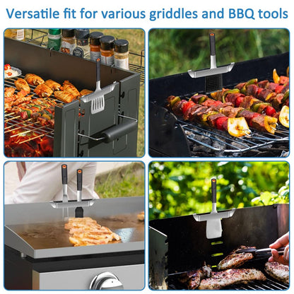 Griddle Spatula Holder 20cm Stainless Steel Barbecue Tool Hold Rack Picnic Accessories, Size M