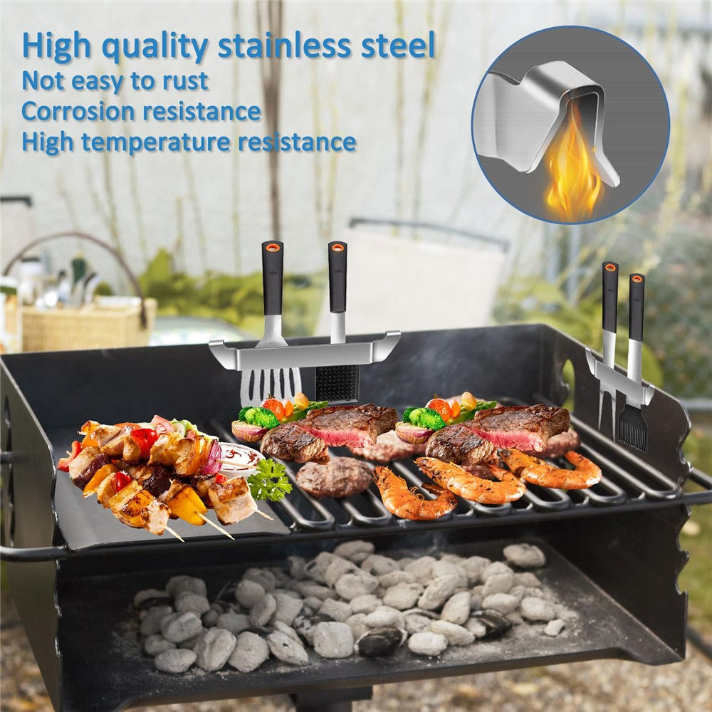 Griddle Spatula Holder 20cm Stainless Steel Barbecue Tool Hold Rack Picnic Accessories, Size M