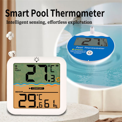 TS-PL07 Wireless Pool Thermometer IP68 Waterproof with Indoor Receiver Floating Digital Water Temperature Gauge for Swimming Pool Spa