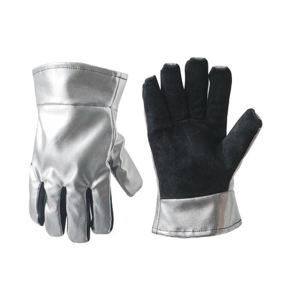 CLS High Temperature Resistant Gloves for Industrial Use Aluminum Foil Insulated Full Finger Mittens, 19 x 25.5 x 2.5cm