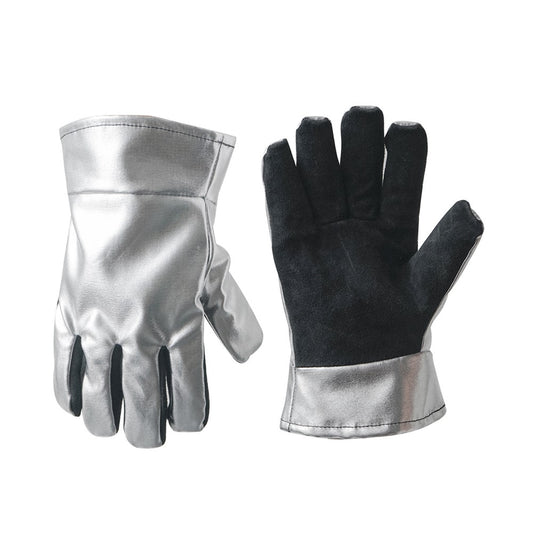 CLS High Temperature Resistant Gloves for Industrial Use Aluminum Foil Insulated Full Finger Mittens, 19 x 25.5 x 2.5cm