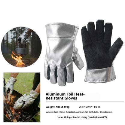 CLS High Temperature Resistant Gloves for Industrial Use Aluminum Foil Insulated Full Finger Mittens, 19 x 25.5 x 2.5cm