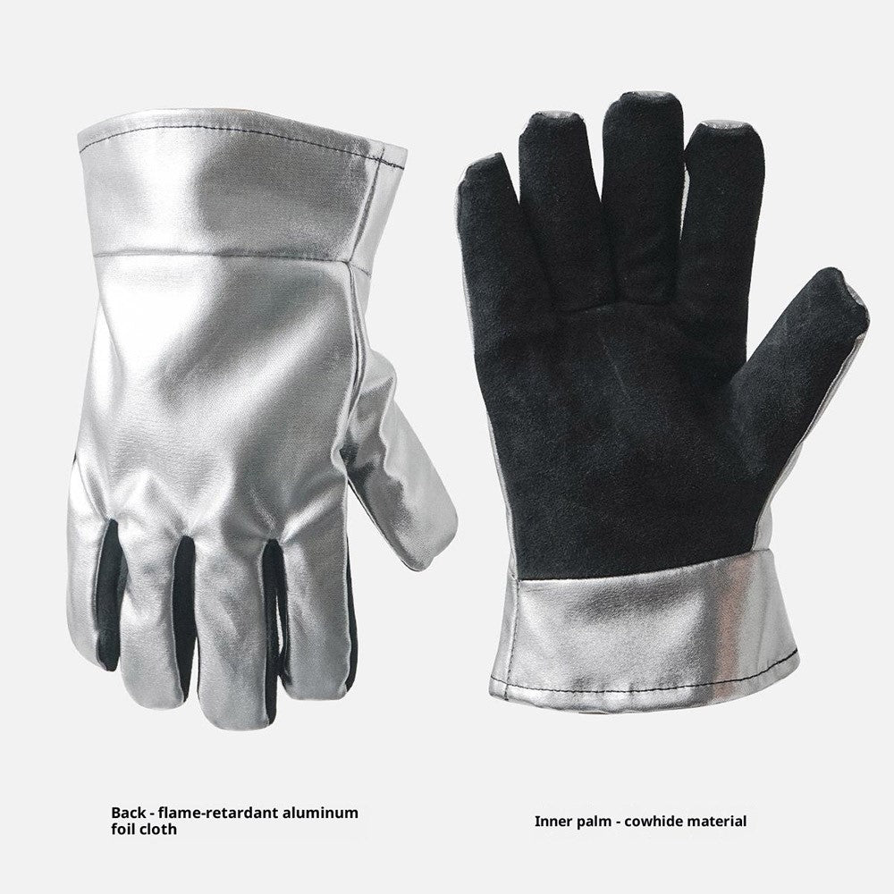 CLS High Temperature Resistant Gloves for Industrial Use Aluminum Foil Insulated Full Finger Mittens, 19 x 25.5 x 2.5cm